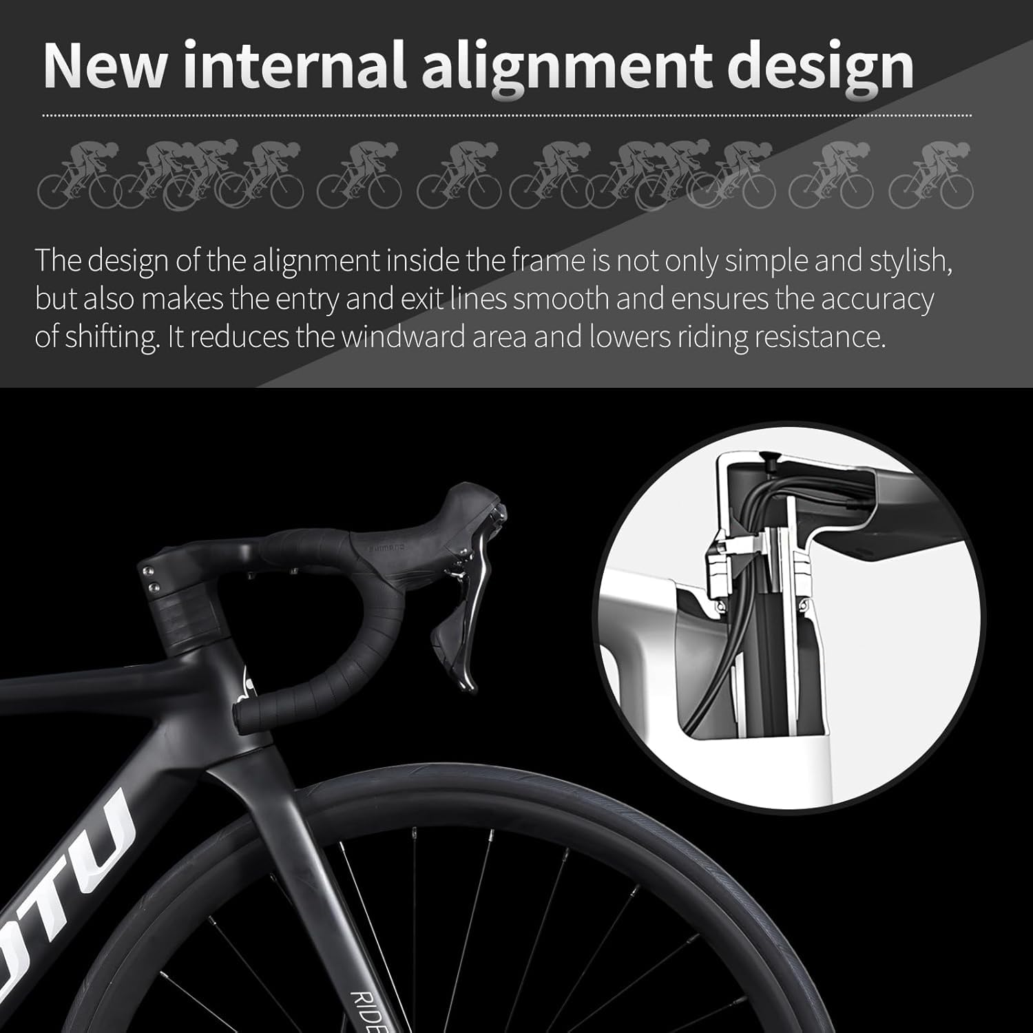 KOOTU Carbon Rennrad, T800 Lightweight Carbon Fiber Frame Rennrad mit 105 R7000 22 Speed Groupset und Wire-Pull Disc Brake für Mann und Frau
