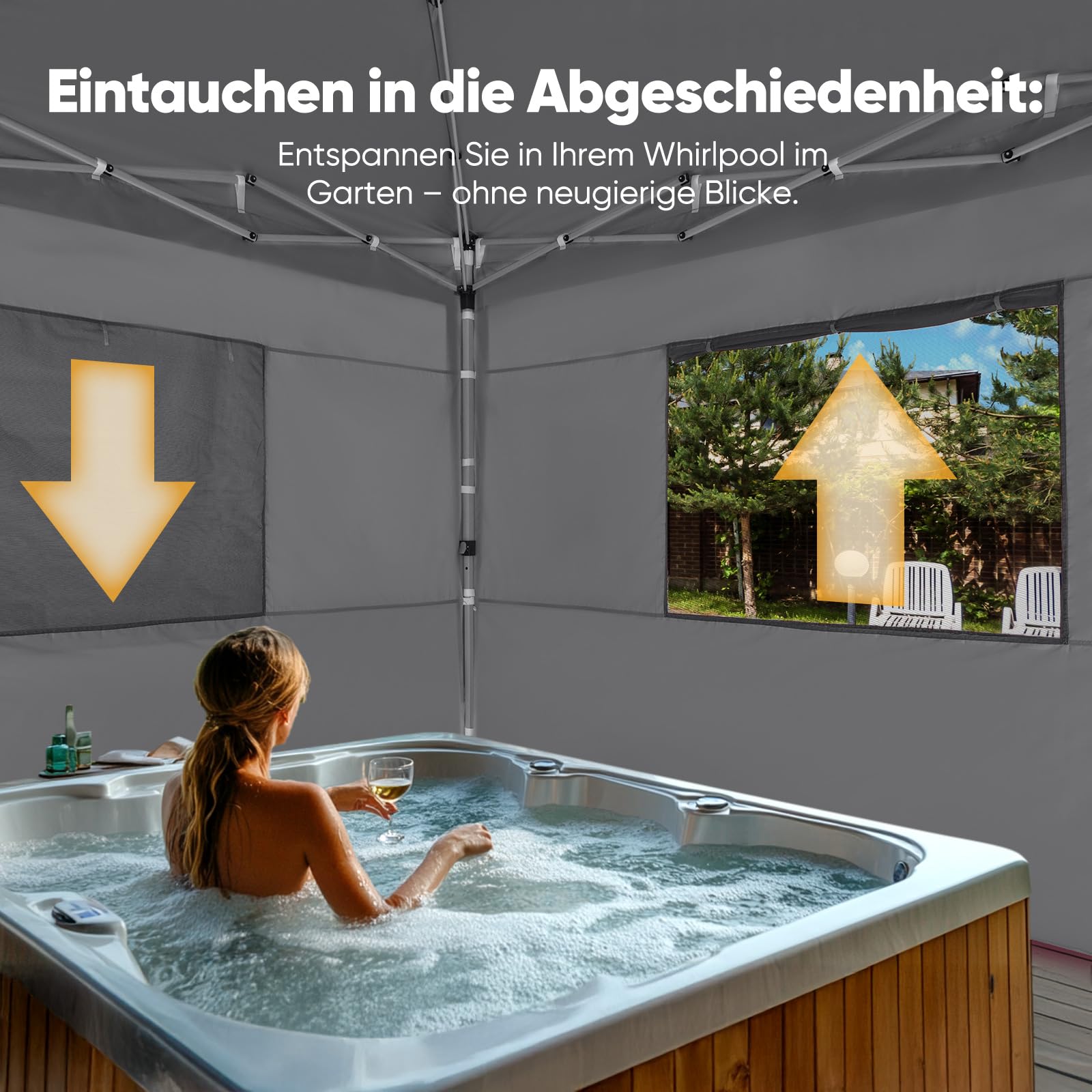 Quictent Faltpavillon 3x3m wasserdicht | Pop-Up Pavillon, Gartenpavillon, stabil, winterfest, mit Seitenwänden, UV-Schutz 50+, Tragetasche inkl, Stahlrahmen
