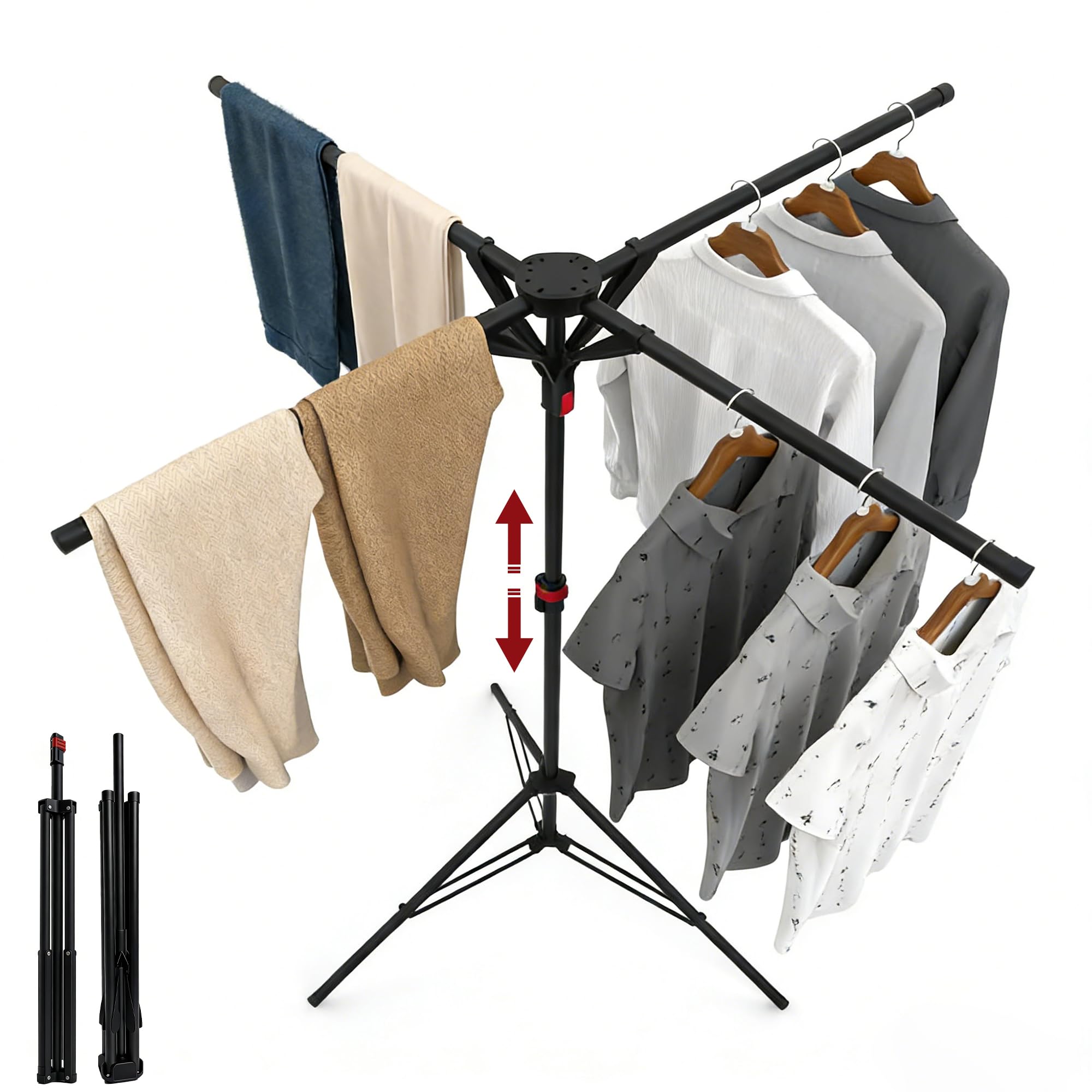 Photo 1 of PEEKUP Clothes Drying Rack Foldable, Adjustable Height with Fold Button