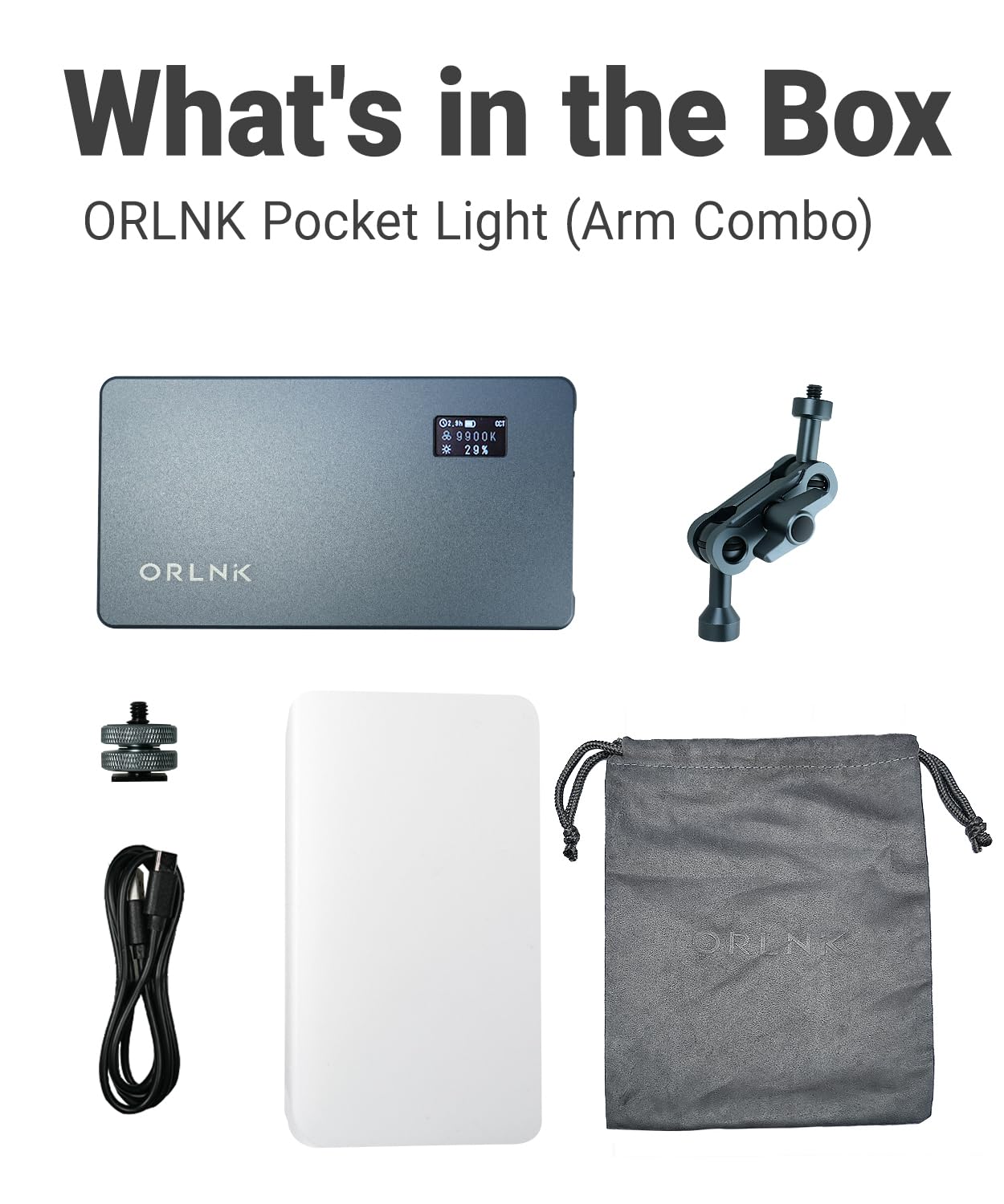 ORLN'K Luce video RGB tascabile, pannello luminoso portatile a LED da 6,5 pollici, 4000 mAh ricaricabile, CRI95+ 2500-9900K, max 10W, corpo in alluminio integrato, illuminazione foto e video (blu