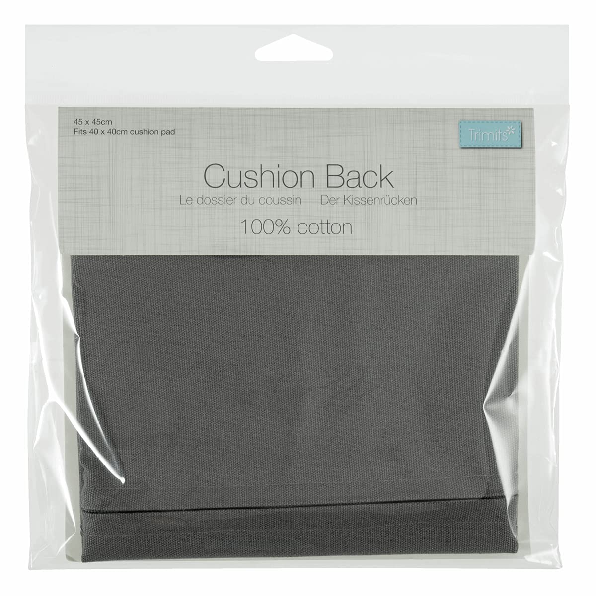 Trimits Cushion Back With Zipper: 45 x 45cm (18 x 18in): Grey