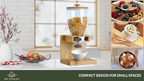 Miniatura 14 de Future & Friendly Finds Dispensador de cereales de bambú de 2 litros, elegante y duradero, recipiente de almacenamiento hermético para despensa y