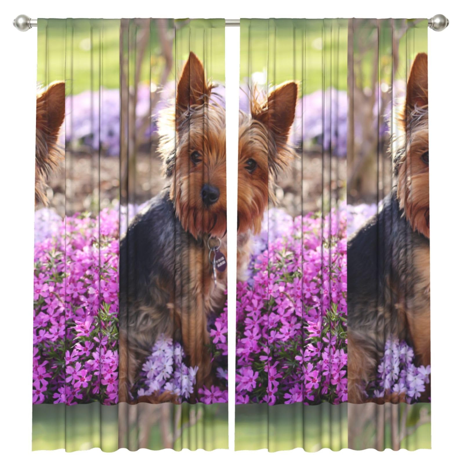 InOmak Yorkshire Terrier Dog, 2 Panels Window Curtains 52 x 84 Inch Blackout Curtains for Living Room Bedroom