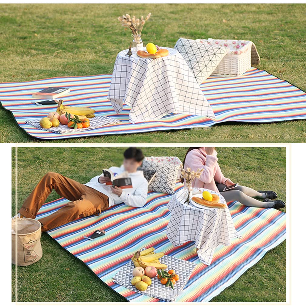 Camping Decke Picknickdecke mit tragbarem Griff, Große 200x200cm/200x300cm 4mm Wärmeisolierte Stranddecke Große klappbare Rasendecke Decken für Garten, Park, Festivals (D,200 * 300cm/78 * 118in)