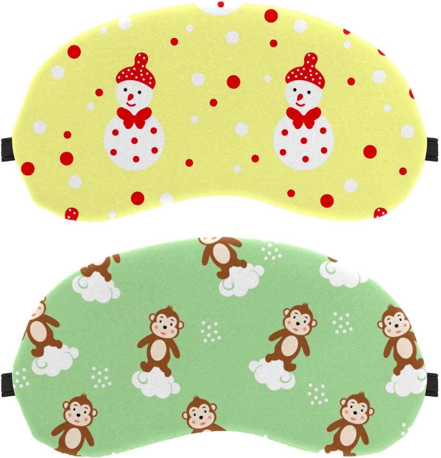 2 mascherine per dormire sul fianco, simpatiche maschere per dormire a forma di scimmia, colore verde, che blocca la luce, copertura morbida per gli occhi, per viaggi, pisolini, aerei