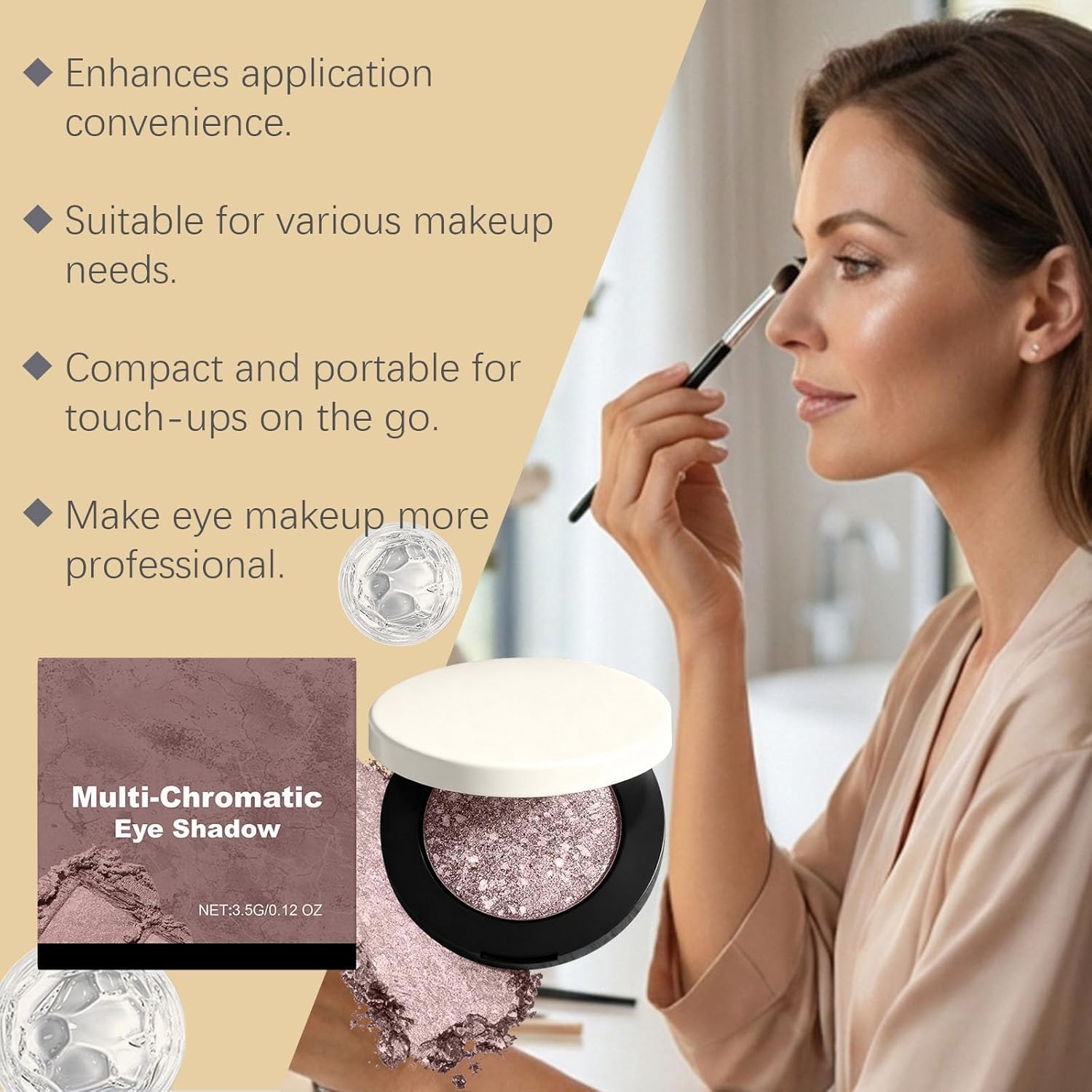 Multicolor Metallic Eyeshadow, Metallic Eyeliner & Eyeshadow with an Brush, Buildable, Shimmering Eye Shadow with a Foiled MetallicFinish, For Day Look or Evening Effect (01#+02#)