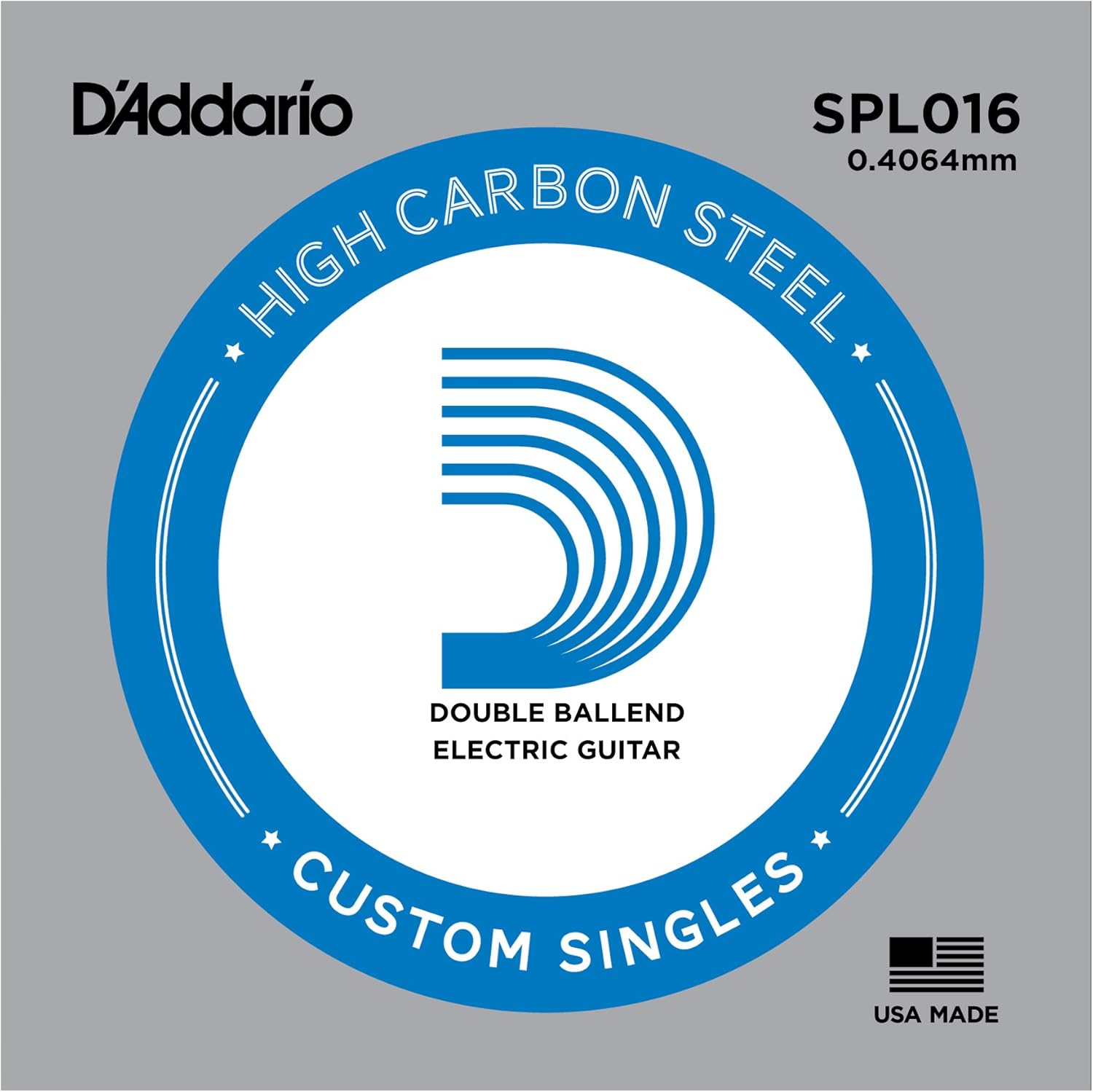 D'Addario SPL016 Plain Steel Guitar Single String, Double