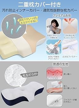 LAOGOT 枕 首が痛くならない 低め高め兼用 耳と後頭部の凹型中空設計 首こ Amazon｜LAOGOT 枕 首が痛くならない 低め高め兼用 耳と後頭部の