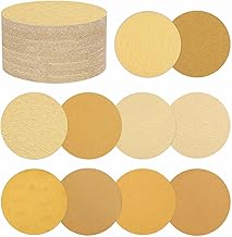 100 Pcs Sanding Discs 125 mm 40/60/80/100/120/180/240/320/400/600 Grit Adhesive Mesh Suitable for Orbit Sander Wood Metal Furniture Yellow