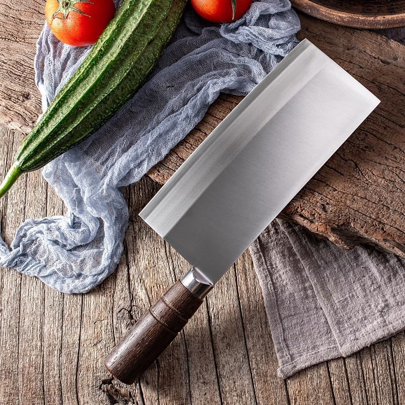 ROJADA Meat cleaver,Cleaver Knife 8 Inch Chinese Chef Knife 90Cr18Mov Sharp Meat Cleaver Slicing Cutting Stainless Steel Kitchen Knife (Color : B)
