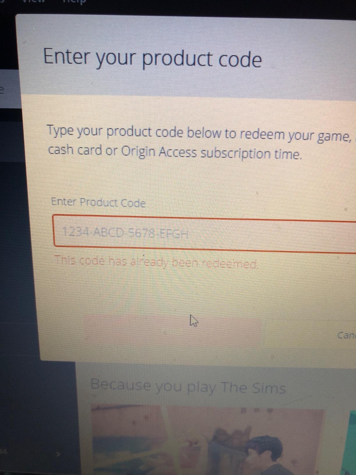 Sims 4 Product Code