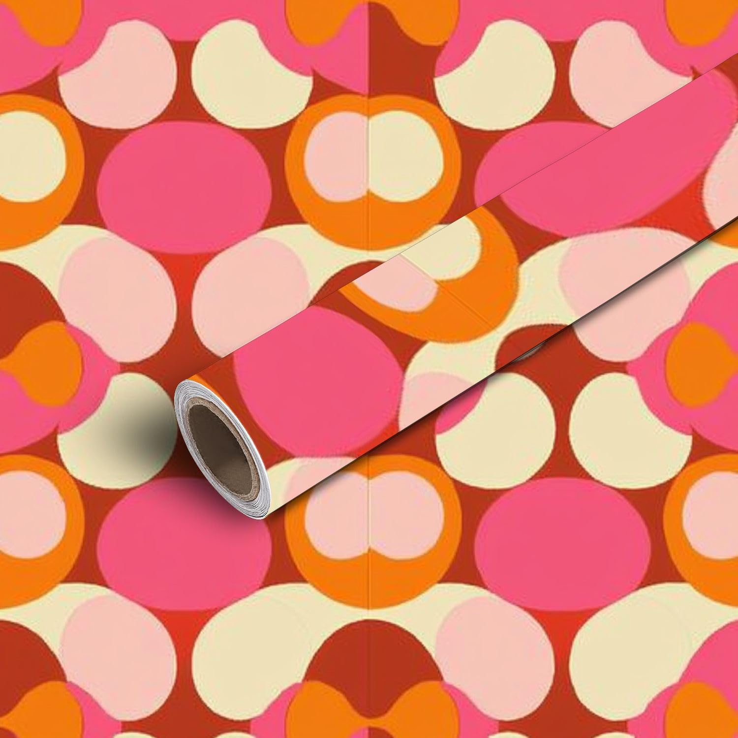 Deruinvaio Multi3 45X300 Peel And Stick Wallpaper 70S Retro Seamless Orange Brown Pink Beige 60S 70S Retro Style Contact Paper Self Adhesive Wallpaper Removable Wall Mural Wall Sticker For Bedroom Kitchen
