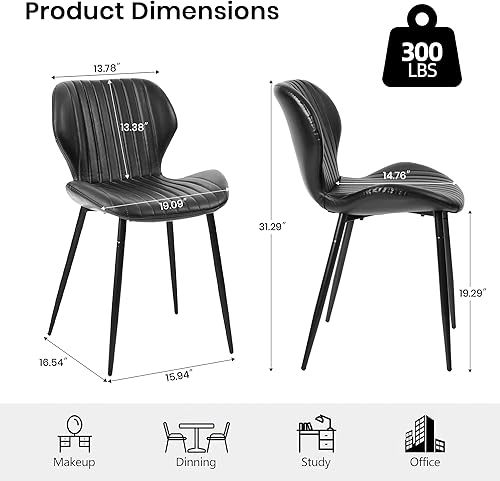 Miniatura 2 de CangLong Juego de 2 sillas de comedor, sillas de comedor de piel sintética con cómodo asiento y respaldo copetudos, sillas Kicthen modernas sin