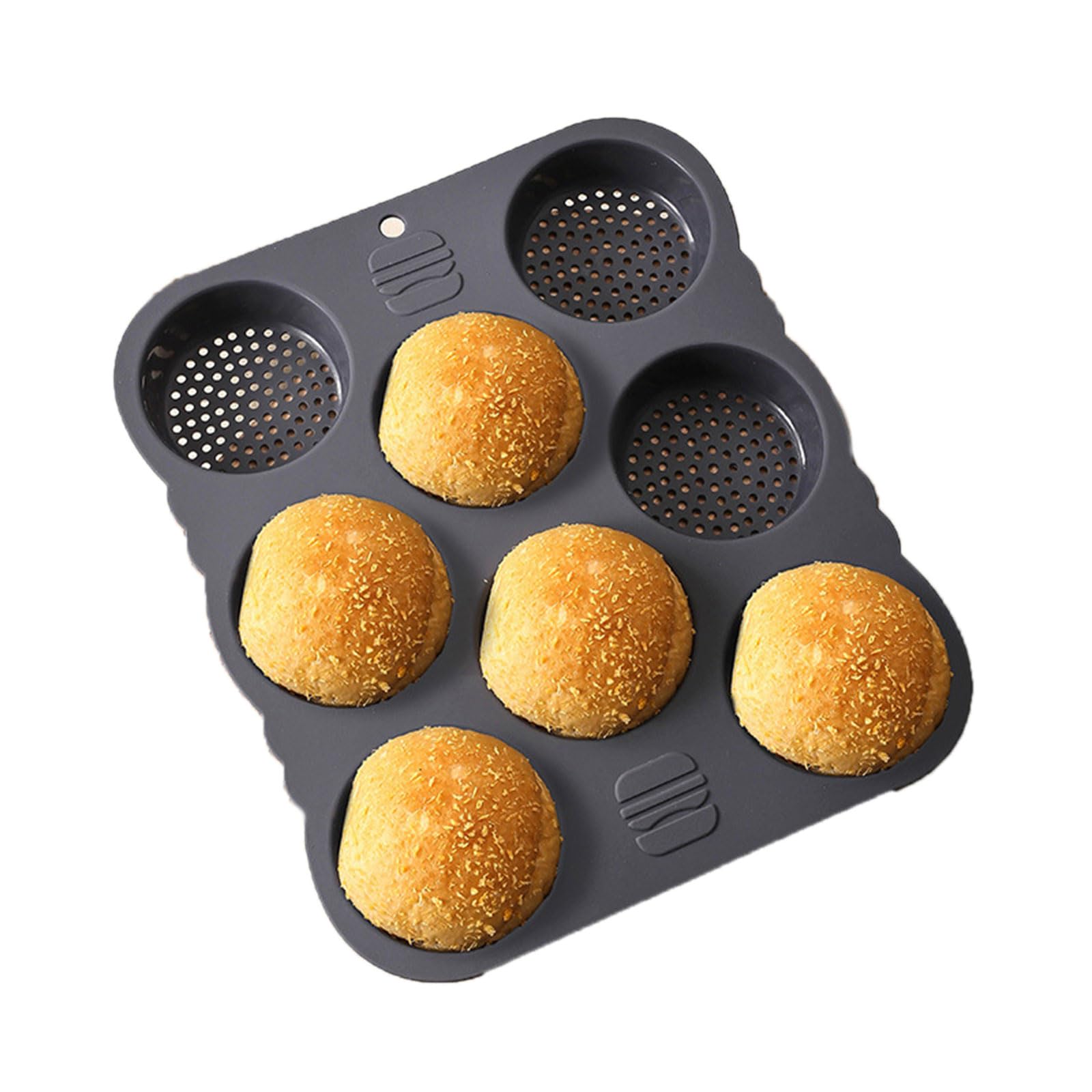 Tsophreniq 8 Hole Round Bread Baking Extent Premium Silicone Substance Ventilation Plan for Excellent Homebrewed Hamburger Buns Silicone Bread Tray for Baking Homebrewed Buns Muffins