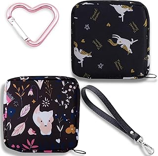 Adorable Pink Peri - Reusable Sanitary Napkin Pads Storage Bag Portable for Women Girls | Made of Nylon Water Resistance Reusable | Zero Waste Period (Unicorn + Fox)