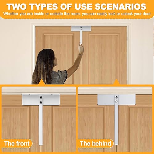 Miniatura 4 de Cerraduras de puerta plegables de metal, (4 unidades), cerraduras de armario para puerta doble para muebles, mantienen a los niños pequeños, gatos y