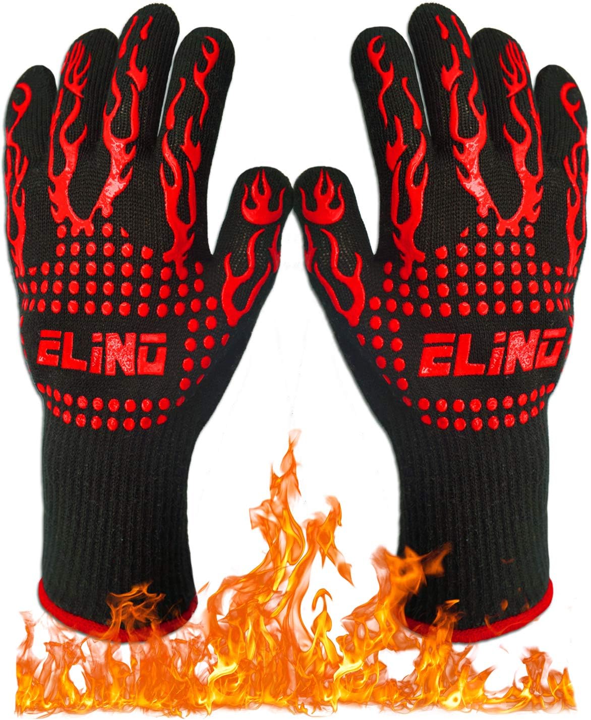 Heat Resistant Gloves for BBQ Glove Grilling Cooking Hot Ovens Gloves Protect Your Hands from Extreme Heat Double Layered Fireplace Gloves Without Fear 100% Cotton Inner (1 Pair) 932°F (30 CM)