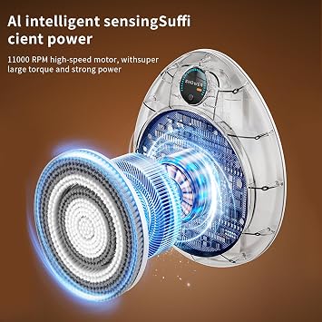 Electric Back Scrubber for Shower - Wall Mounted Exfoliating Brush, Hands-Free Automatic Body Scrubber, IPX7 Waterproof, 3-Speed Adjustment, 3 Replaceable Heads with Dry Brush (White)