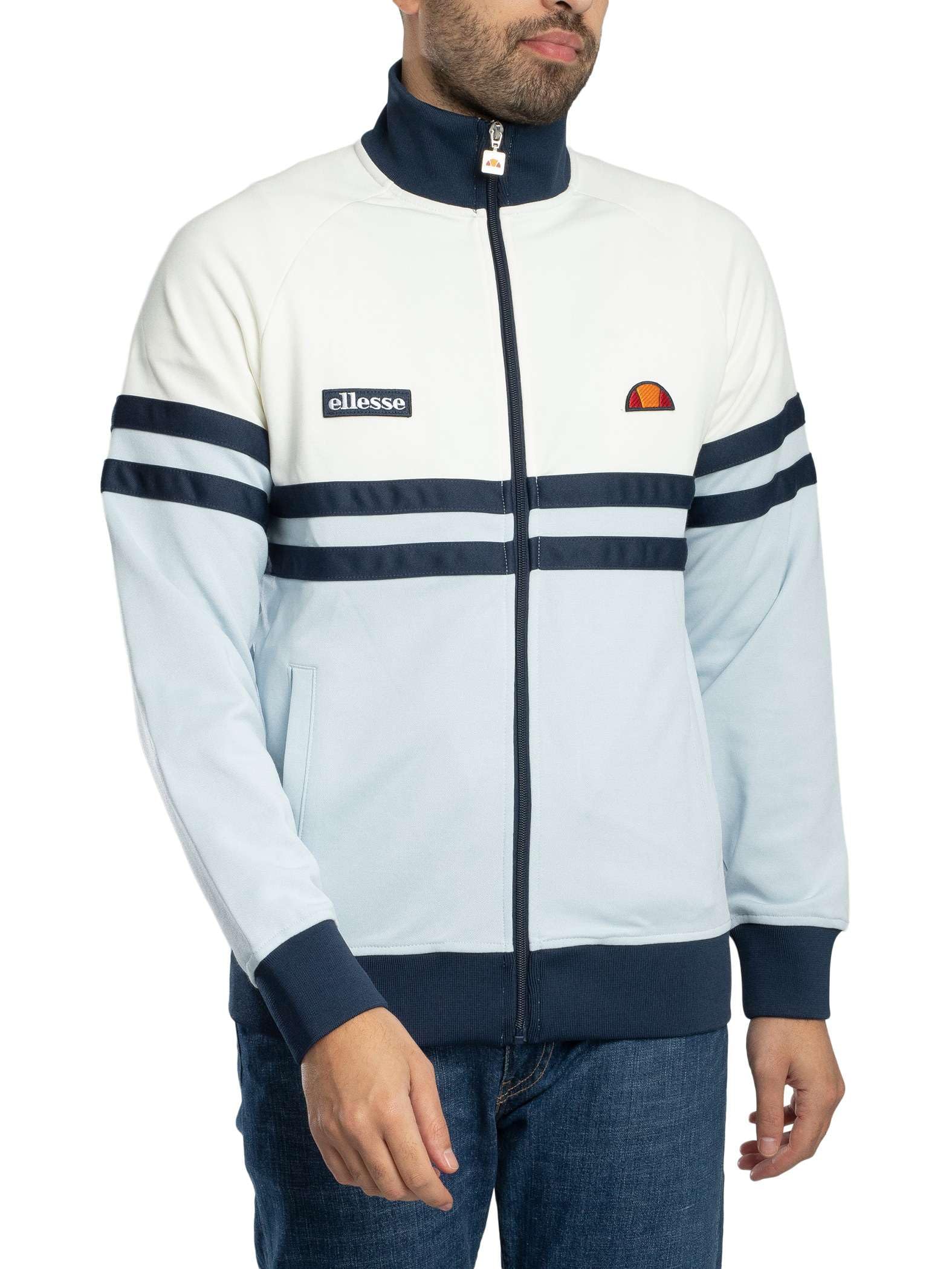 Ellesse Men's White Rimini Track Top Jacket Off /Light Blue  42/Regular Xl