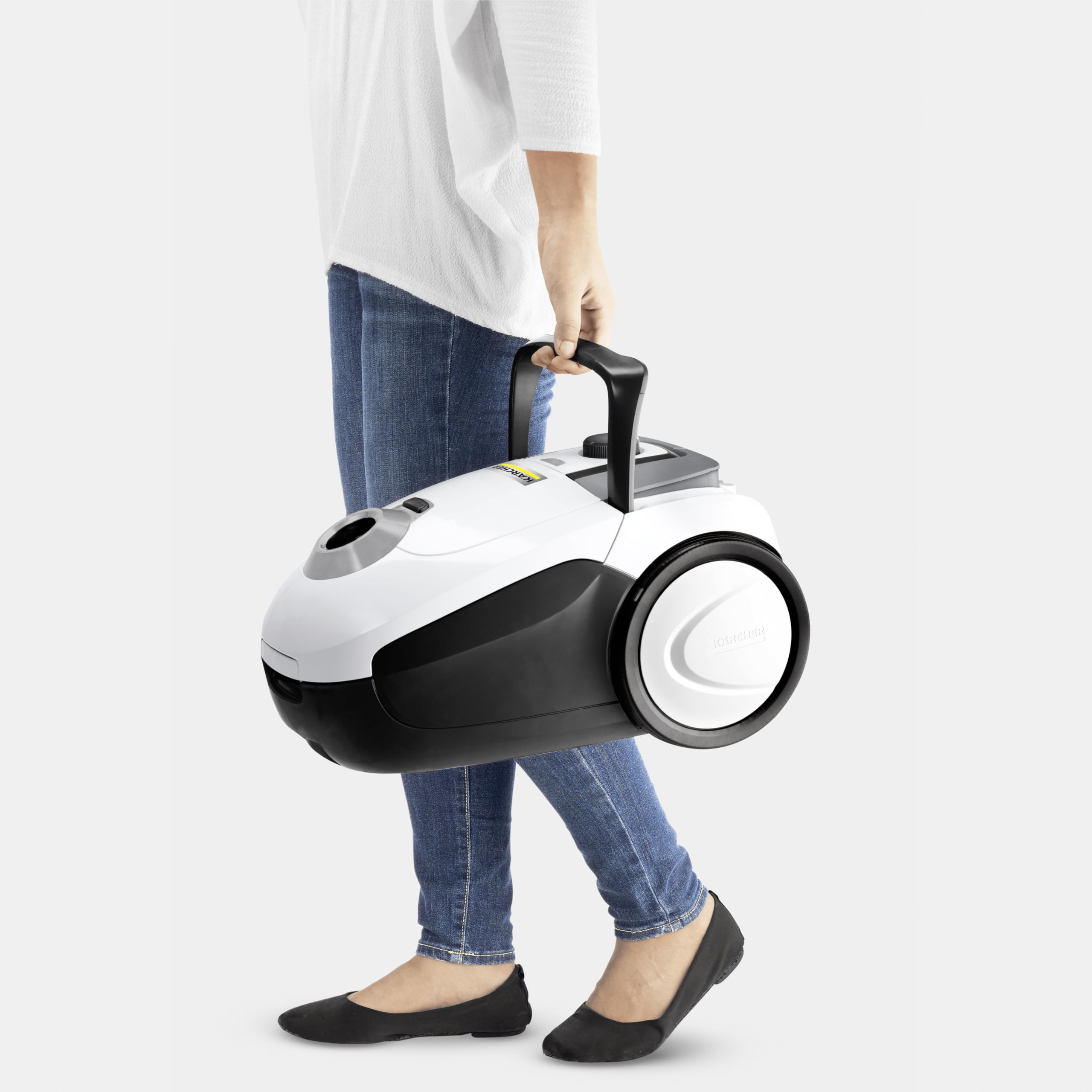 KÄRCHER Aspiradora VC 2 con Bolsa de Filtro, Capacidad de Absorción: 700 W, Radio de Acción: 7,5 m, Peso: 5,1 kg, Filtro HEPA 13, Boquilla Suelos Conmutable, Boquilla para Ranuras, Pincel de Muebles