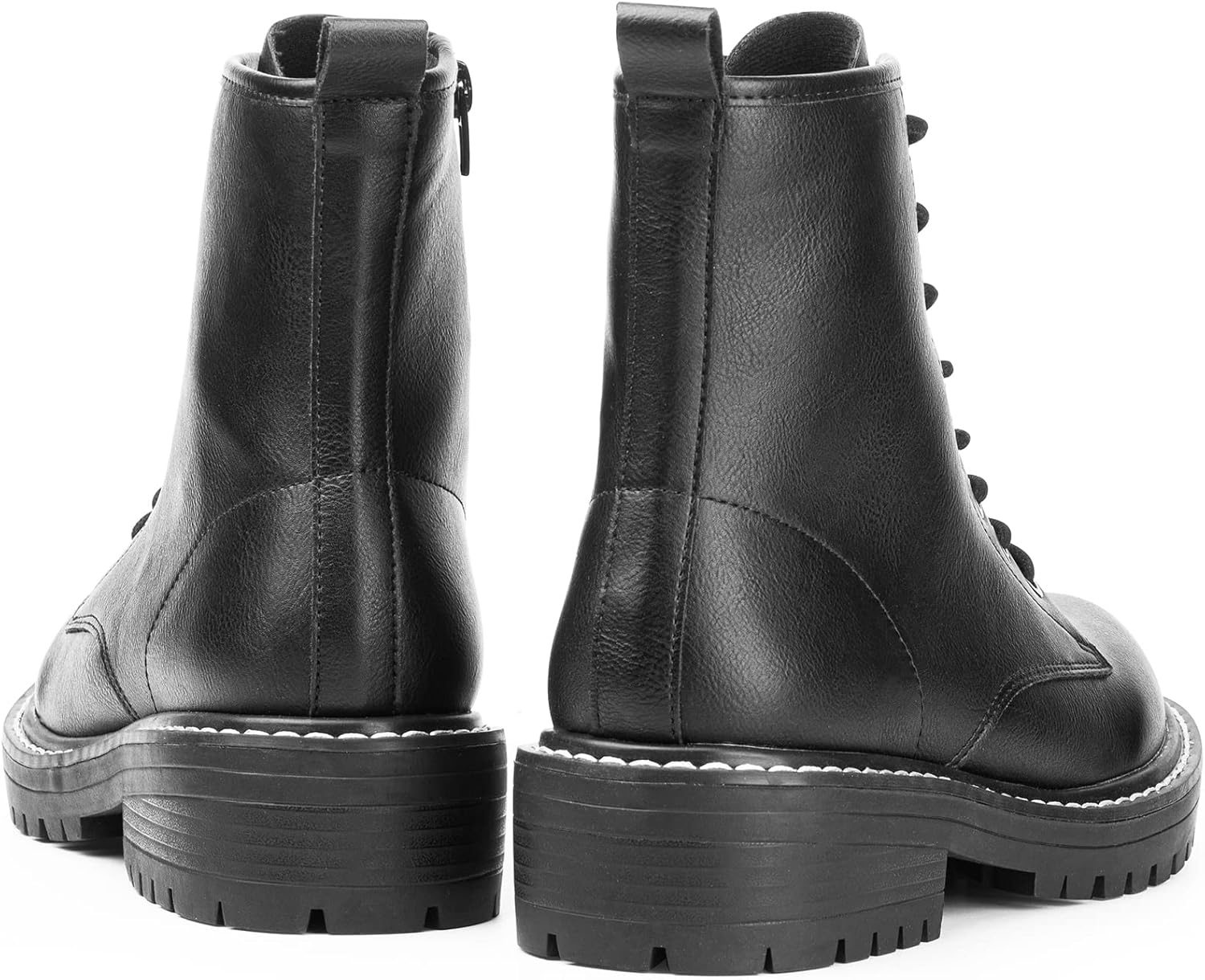 ICHIGO Women’s Fashion Ankle Booties Causal 8-Eye Side Zipper Lace-up Combat Boots - Image 5