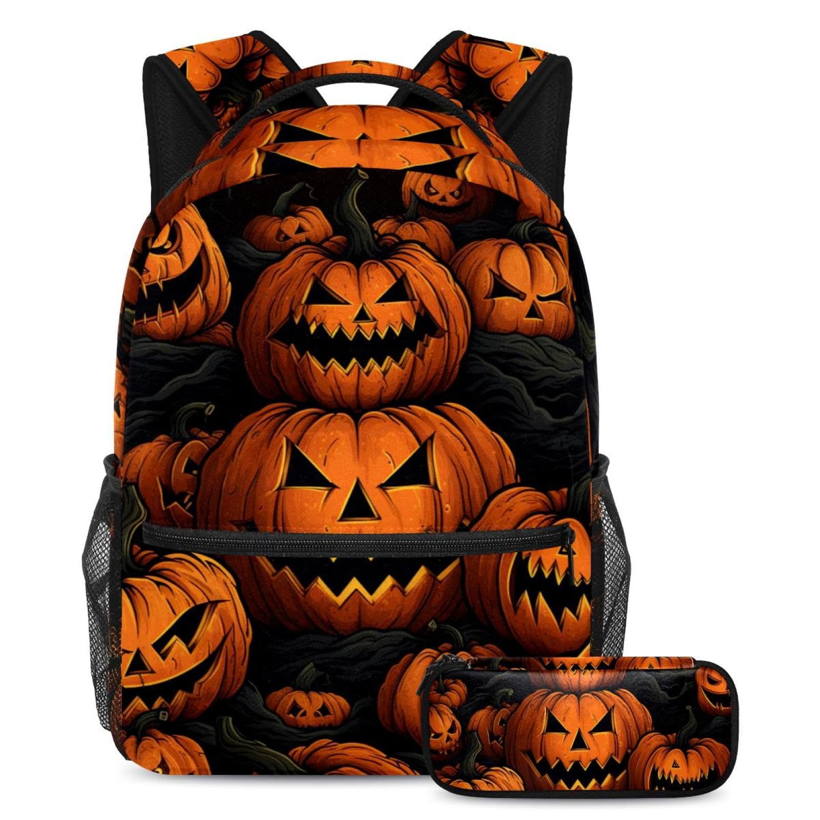 Sac à dos imprimé chat noir d'Halloween avec trousse assortie