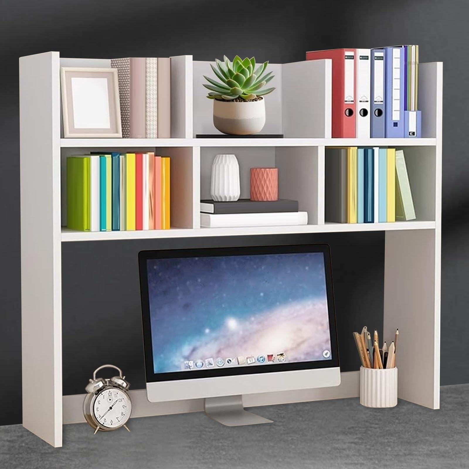 CWCQGH Desk Organizer - Dorm Desk Bookshelf & Countertop Display Rack for Home Office - Efficient Storage Shelves for Computer Desks & Study Spaces,80cm/31.5in