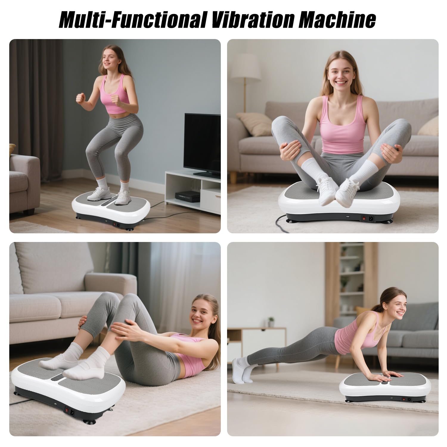 Triclicks Fitness Plataforma Vibratoria Ultra Slim, Plataforma de Vibración con Altavoces Bluetooth + Reproductor de Música USB + 180 Niveles+2 Bandas de Entrenamiento
