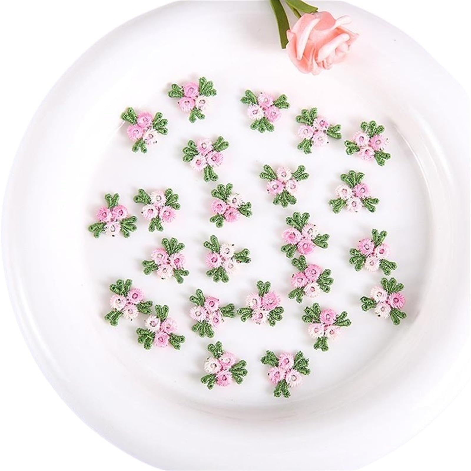 Wtaxbh Light Pink Iron On Patches 300 Pieces Of Multi-Color Embroidery Flower Patches Sewing Supplies Diy Clothing Accessories Repair 2Cm Wide(Light Pink)