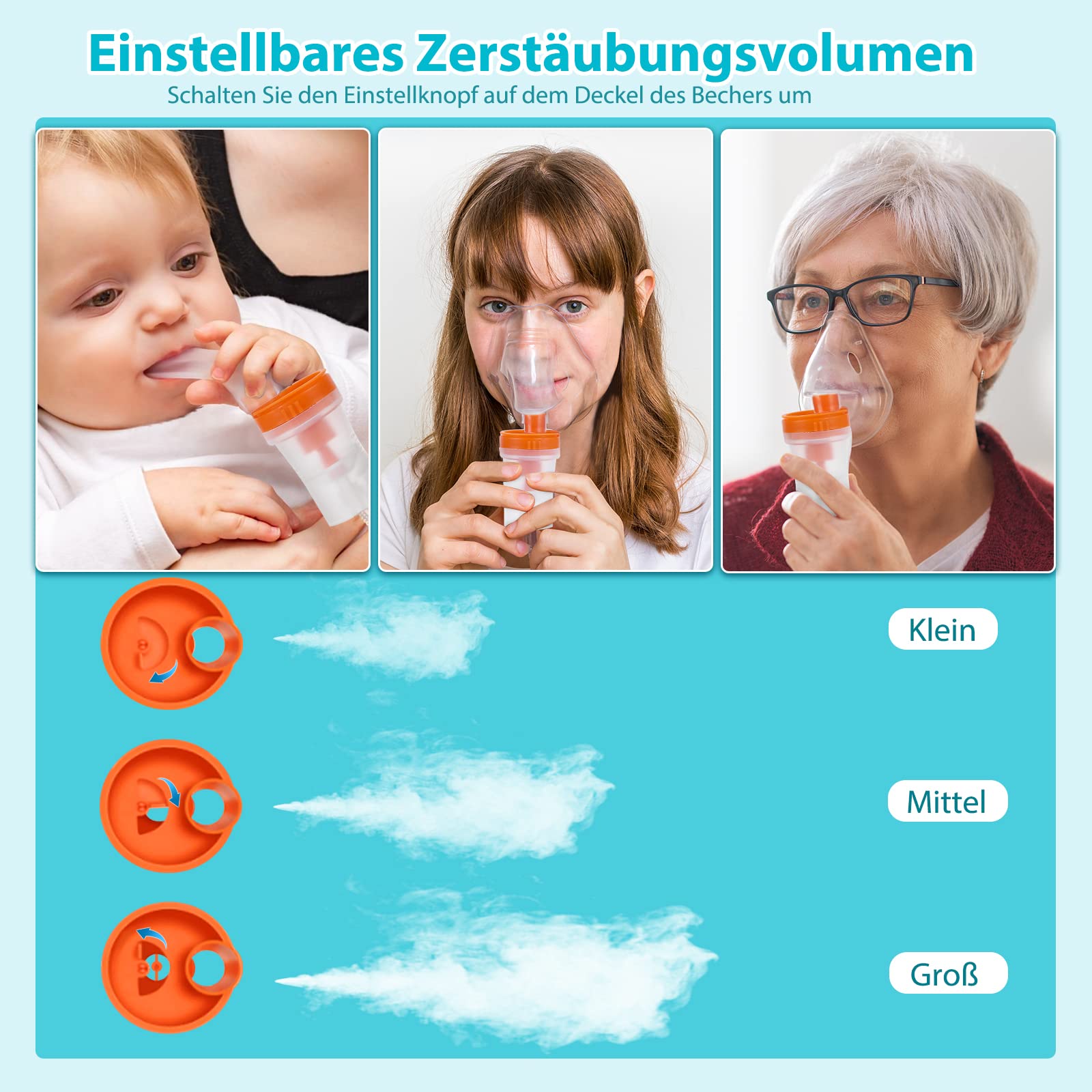 Nébuliseur à Compresseur,Ultrasonic Inhalateur Vapeur à affichage numérique LED électriques Aérosol Portable Nébuliseur Inhalateur,Traitement des Maladies Respiratoires Telles Adultes (Blanc Bleu)