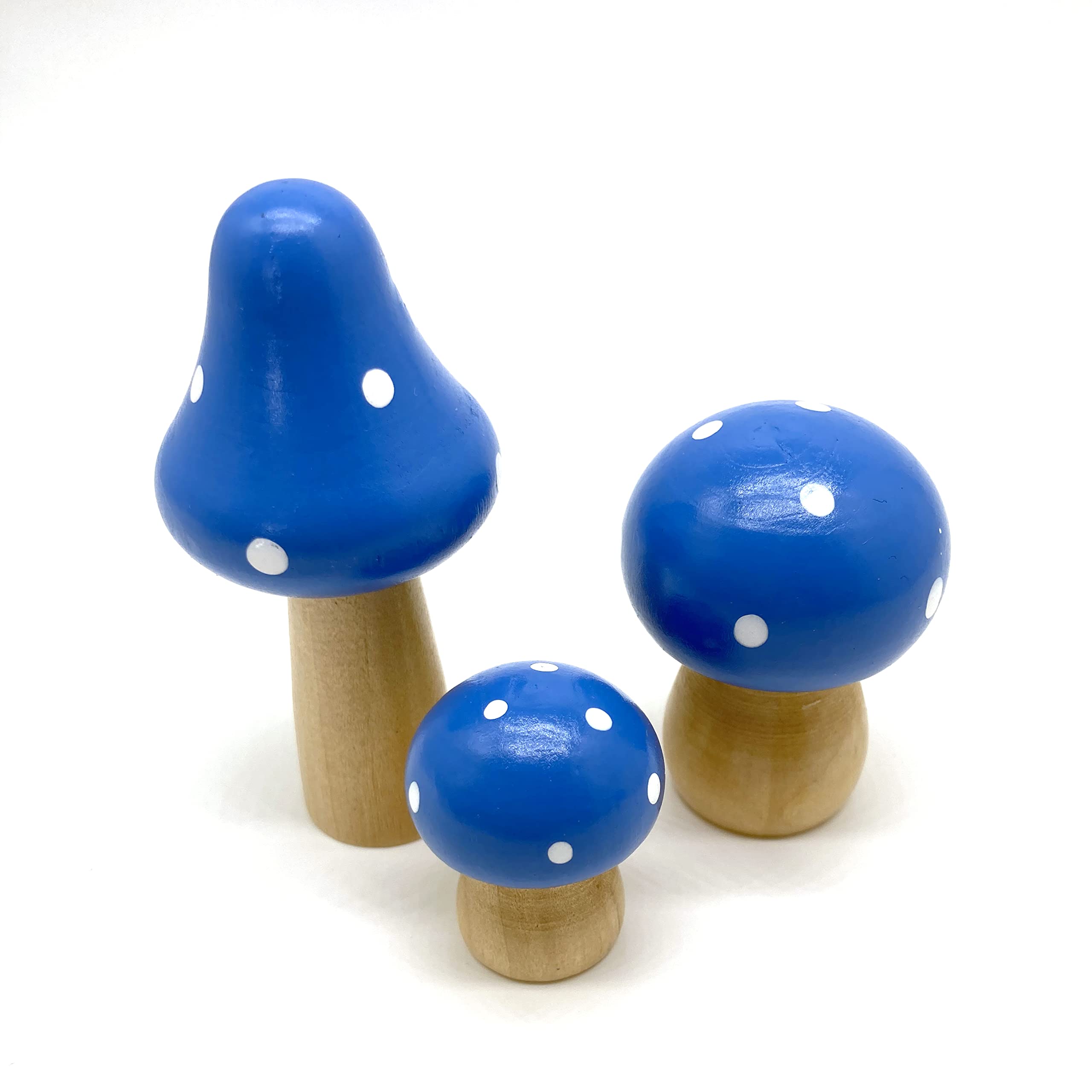Aliotech Mini-Pilz-Figuren Aus Holz – 3-teiliges Set Für Feengärten, Bonsai & Miniaturlandschaften – Bunte Dekoration