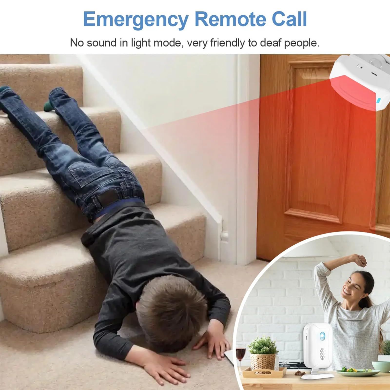 Campanello con sensore di movimento wireless, rilevatore di movimento, allarme monitor a lungo raggio per casa, negozio, ufficio, scuola, promemoria per anziani