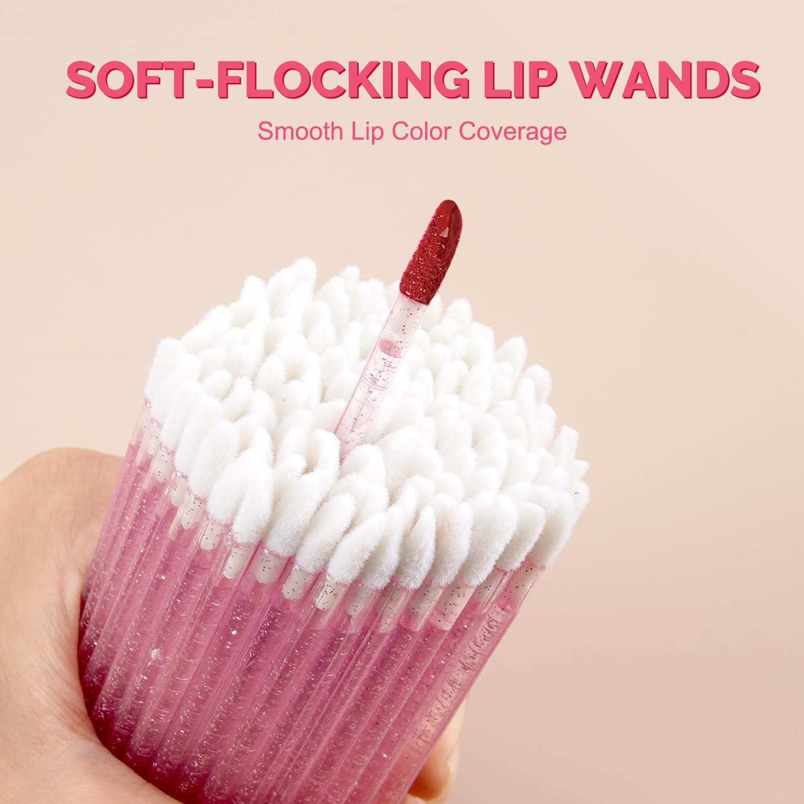 300 pennelli monouso per labbra, micro applicatore, pennelli per rossetto, colore nero, rossetto (rosa)