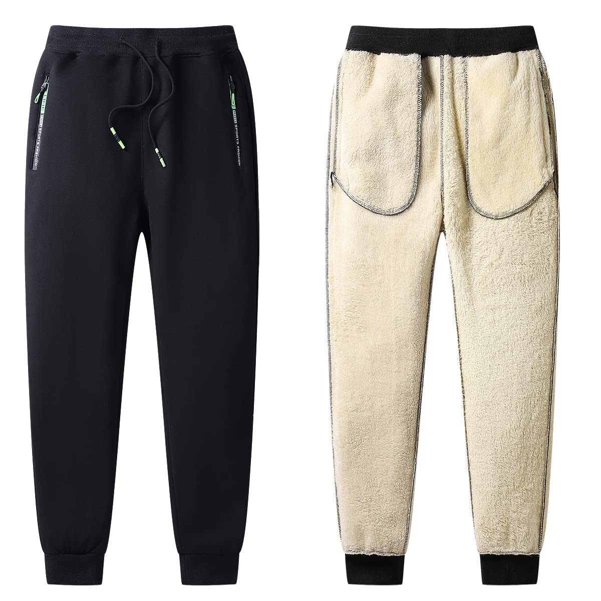 ZOXOZ Jogginghose Herren Baumwolle Sherpa Gefüttert Warme Winter Fleece Traininghose Sporthose