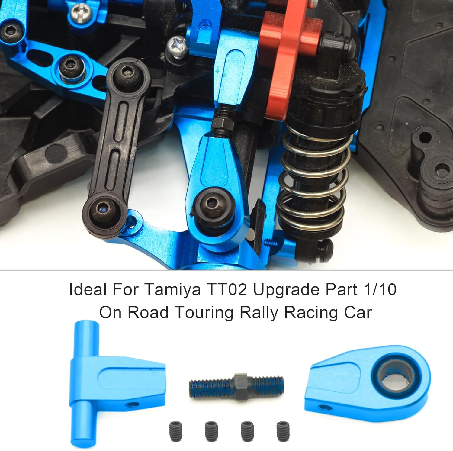 Adjustable Front/Rear Upper Arms Set for Tamiya TT02 Adjustable Upper Arms Aluminum Alloy Suspension Arms for Tamiya 1/10 on Road RC Car Suspension Upgrade Kit, TT02 Chassis Arms Length Adjustable
