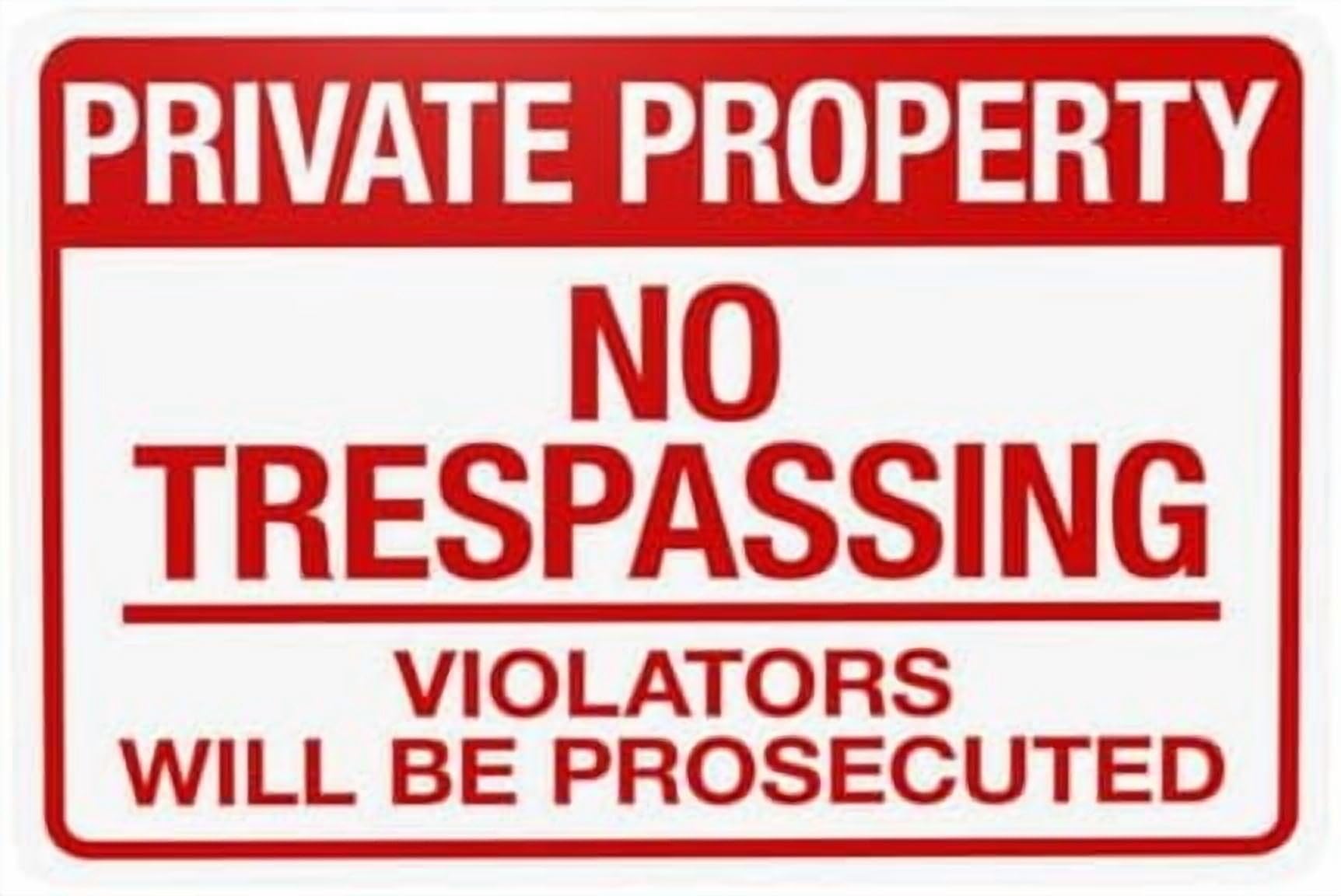 (2-Pack) Metal Tin Sign Private Property No Trespassing Violators Will Be Prosecuted Warning Sign, Private Property Signs for Home Garage Street Wall Caution Custom Decor 12 x 8 Inch