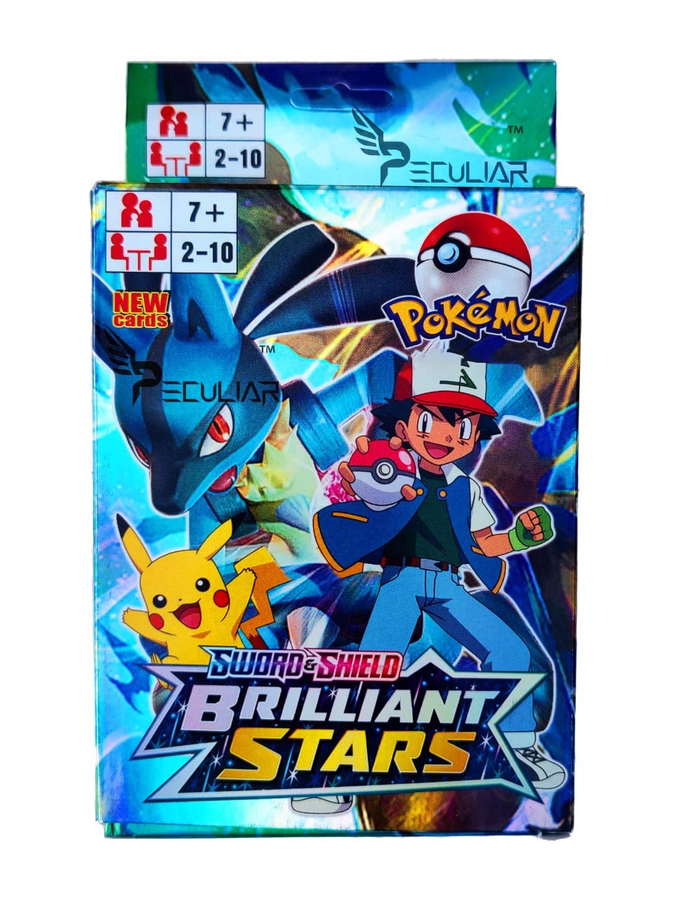 KS Enterprise Poke-Moon Sword and Shield Brilliant Stars, Only V and V-max Playing Cards Game Totally Surprising Cards Total 100 Cards (Multi Color)