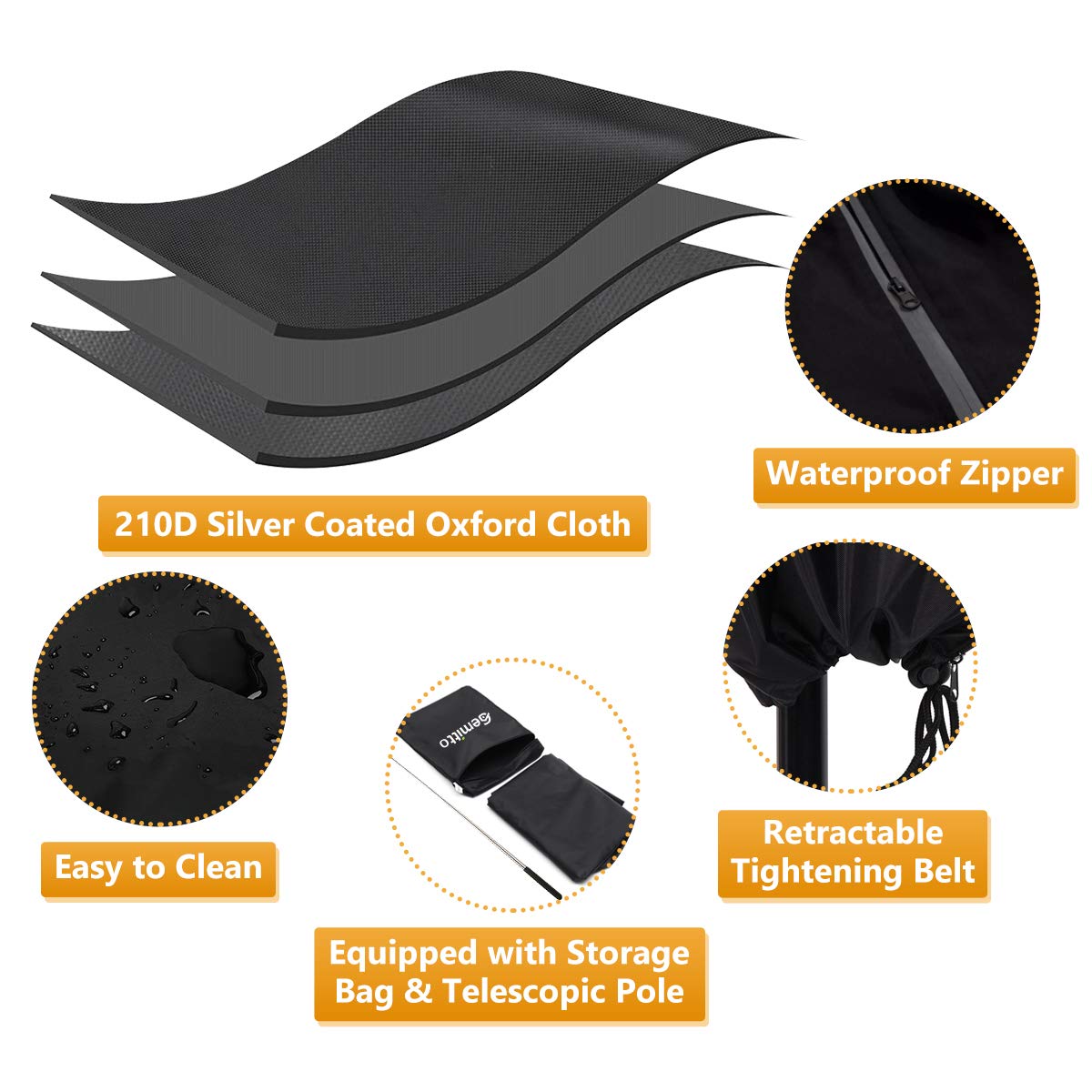 Amazon Com Gemitto Patio Umbrella Cover Waterproof Outdoor Offset Market Umbrella Parasol Covers With Zipper Rod For 9 13ft Cantilever Umbrellas Anti Uv Rain Wind Dust 210d Cantilever Umbrella Cover Garden Outdoor