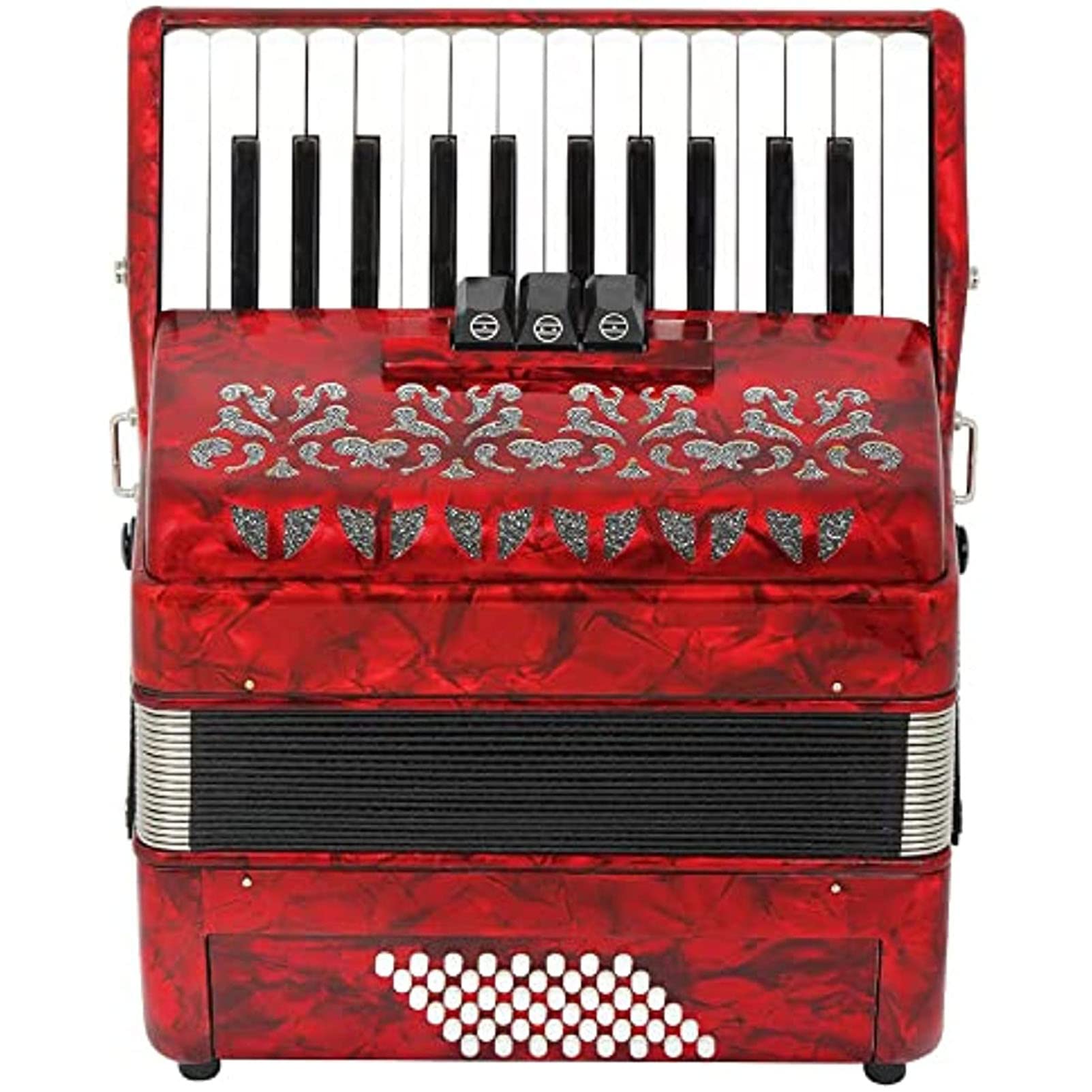 Fisarmonica a Piano 26 Tasti 48 Bassi, Strumento a Molla per Allenamento Ritmico con Tastiera a Mano, con Tracolla E Zaino per Fisarmonica, per Un Principiante O Un Giocatore Che Migliora