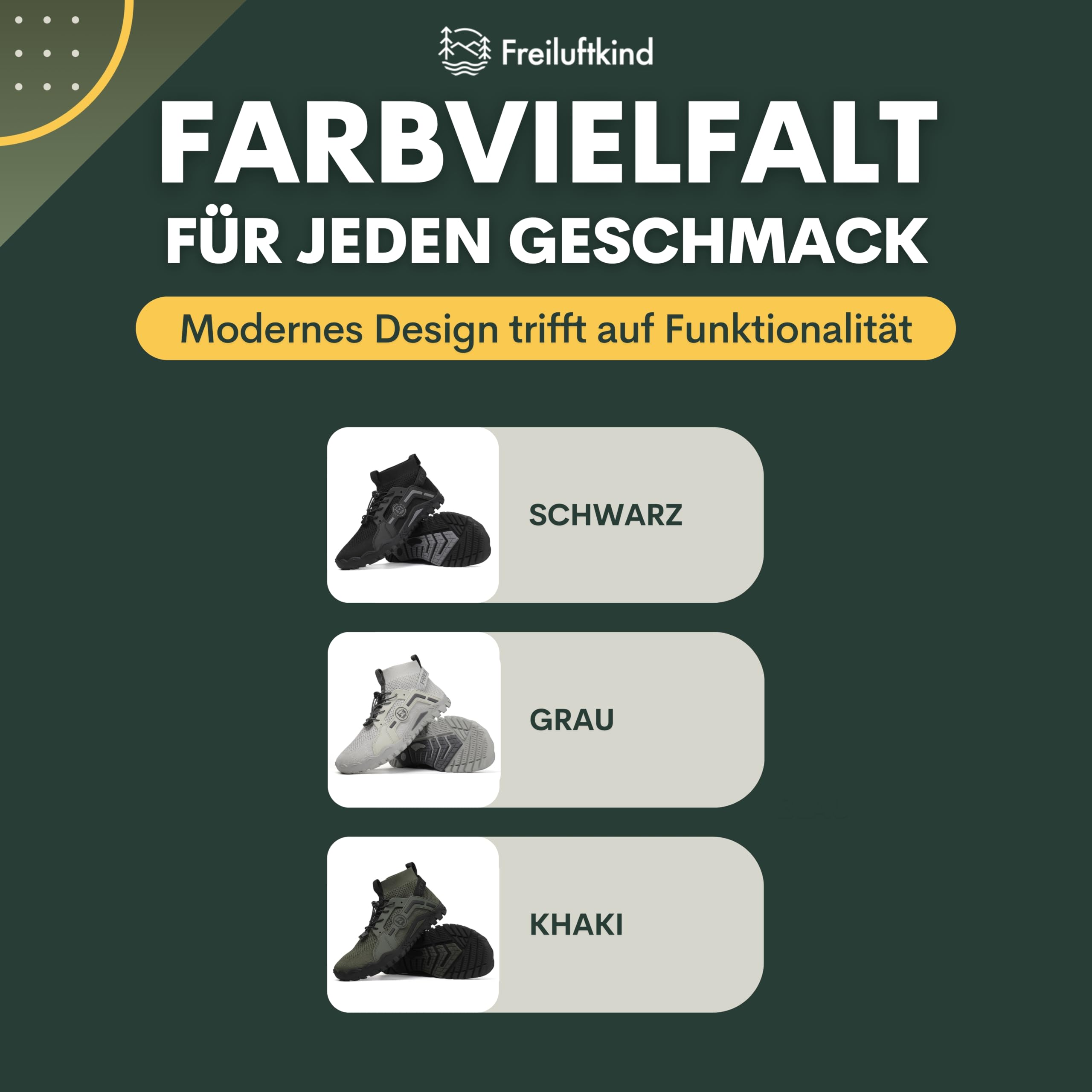 Freiluftkind® Tarka Barfußschuhe Herren Damen mit Trekking-Sohle – Mit Deutschen Orthopäden entwickelt – Nullabsatz, breite Zehenbox und Slip-In Stretch für Wandern, Outdoor und Alltag