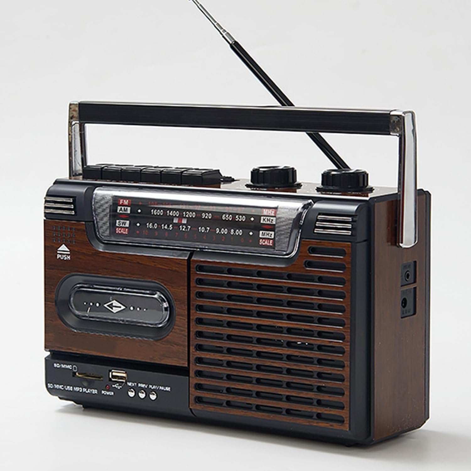 Radio FM retro, reproductor de casete y grabadora, radio FM/AM/SW1-2 de 4 bandas, compatible con tarjeta TF/reproducción USB, regalos para personas mayores (estilo A)
