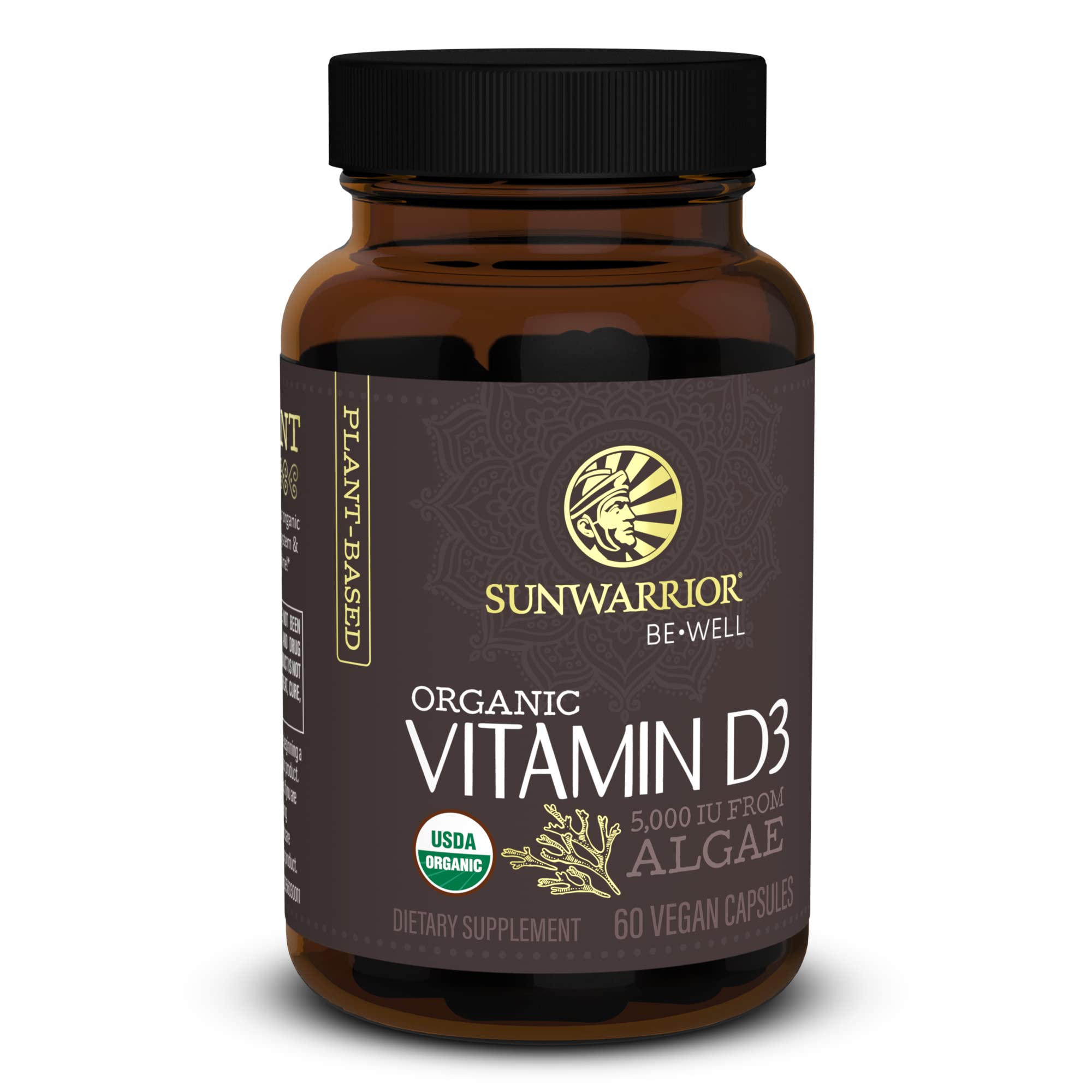 Sunwarrior Organic Vitamin D3 | Vitamin Supplement for Natural Vitamin D3 Sugar Free | Vitamin D3 Capsules 60 CT | Be Well Line