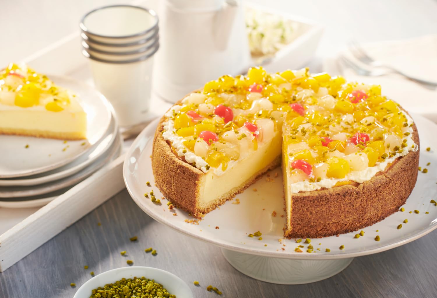 Dr. Oetker Käse Kuchen,8 x 570 g, Backmischung für Käsekuchen, einfaches & gelingsicheres Backen, Backmischung für Teig und Belag für einen Käsekuchen, vegetarisch