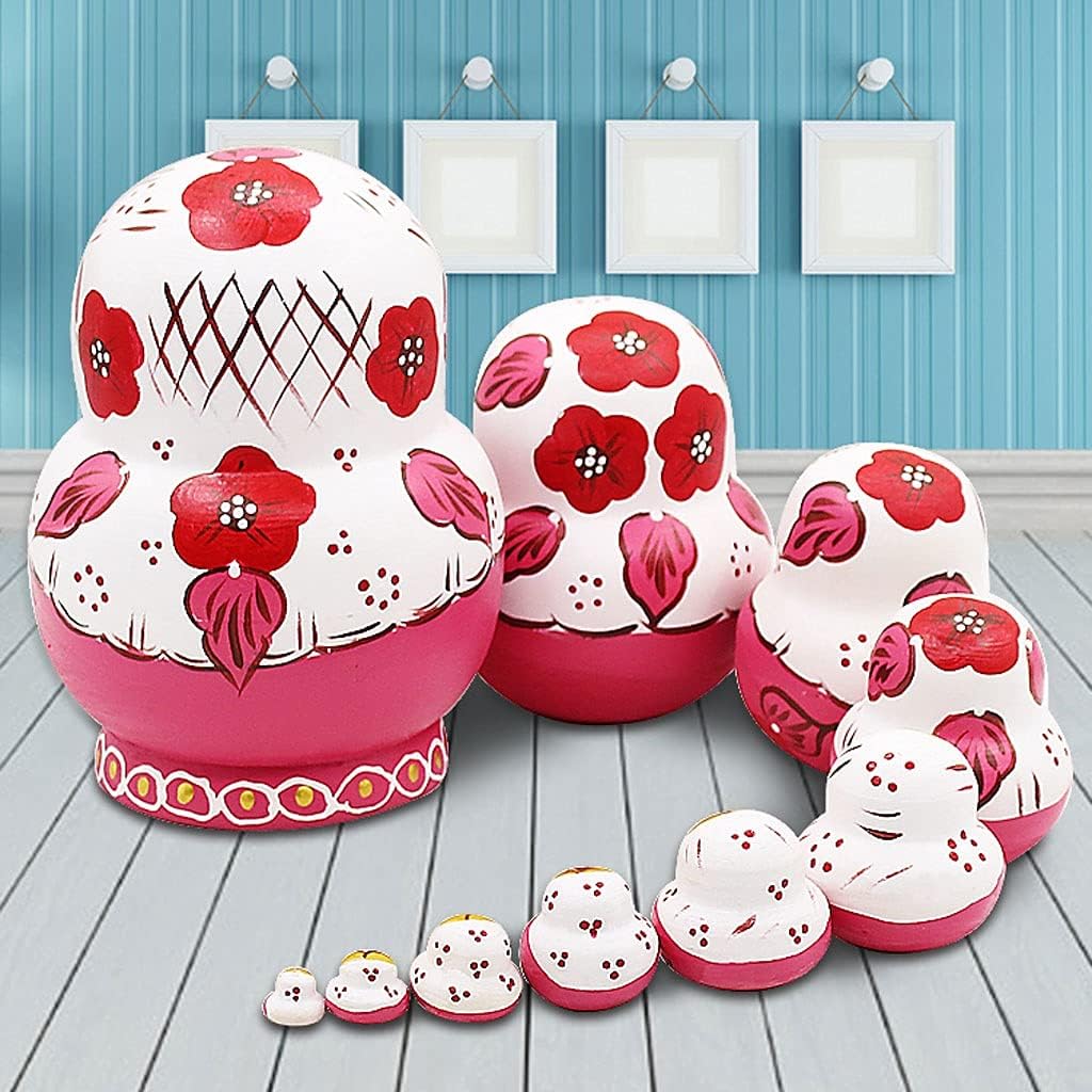 Matryoshka Russian Nesting Dolls Wooden Toys 10pcs Handmade Russian Matryoshka Home Furnishing Room Decoration Christmas Wish Gift