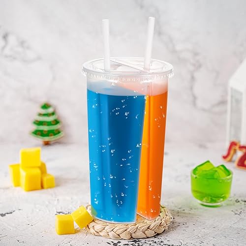 Miniatura 6 de HEALLILY Taza de plástico desechable de forma redonda, doble espesa, taza para compartir en pareja, para fiestas en casa, tienda, 20 uds