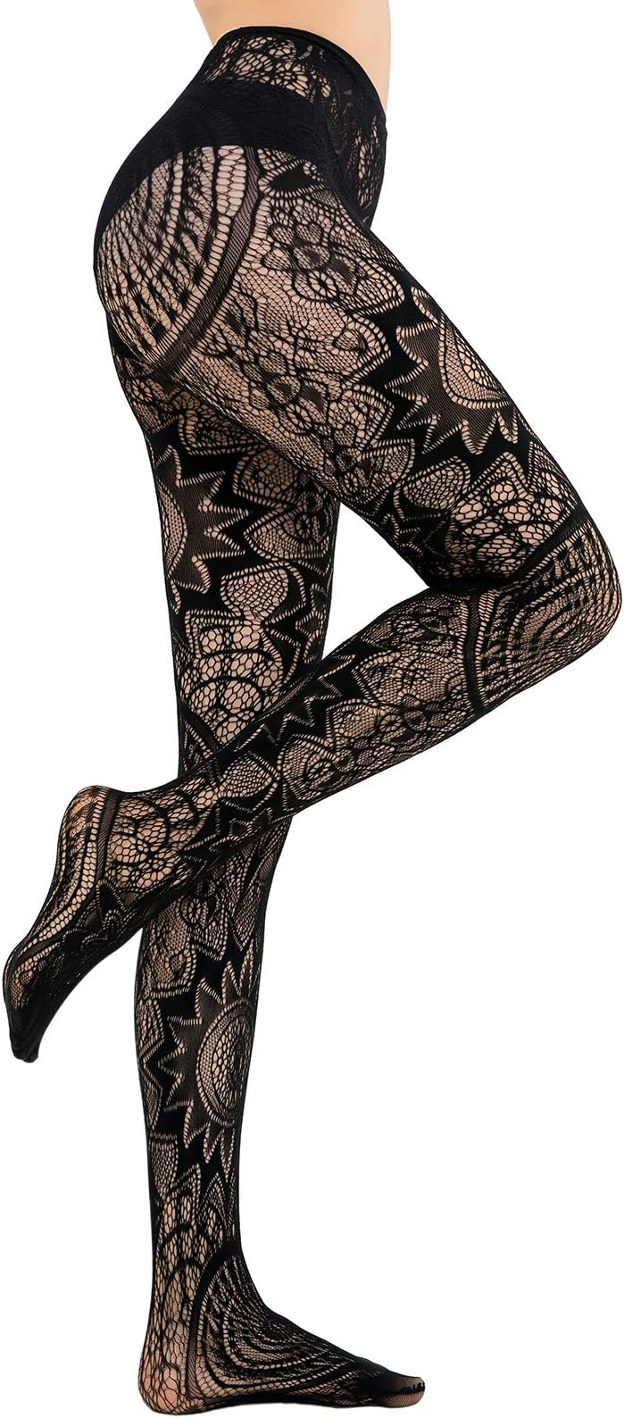 Patterned Fishnets Tights Black Pantyhose Stockings for Women, 1-6 Pairs
