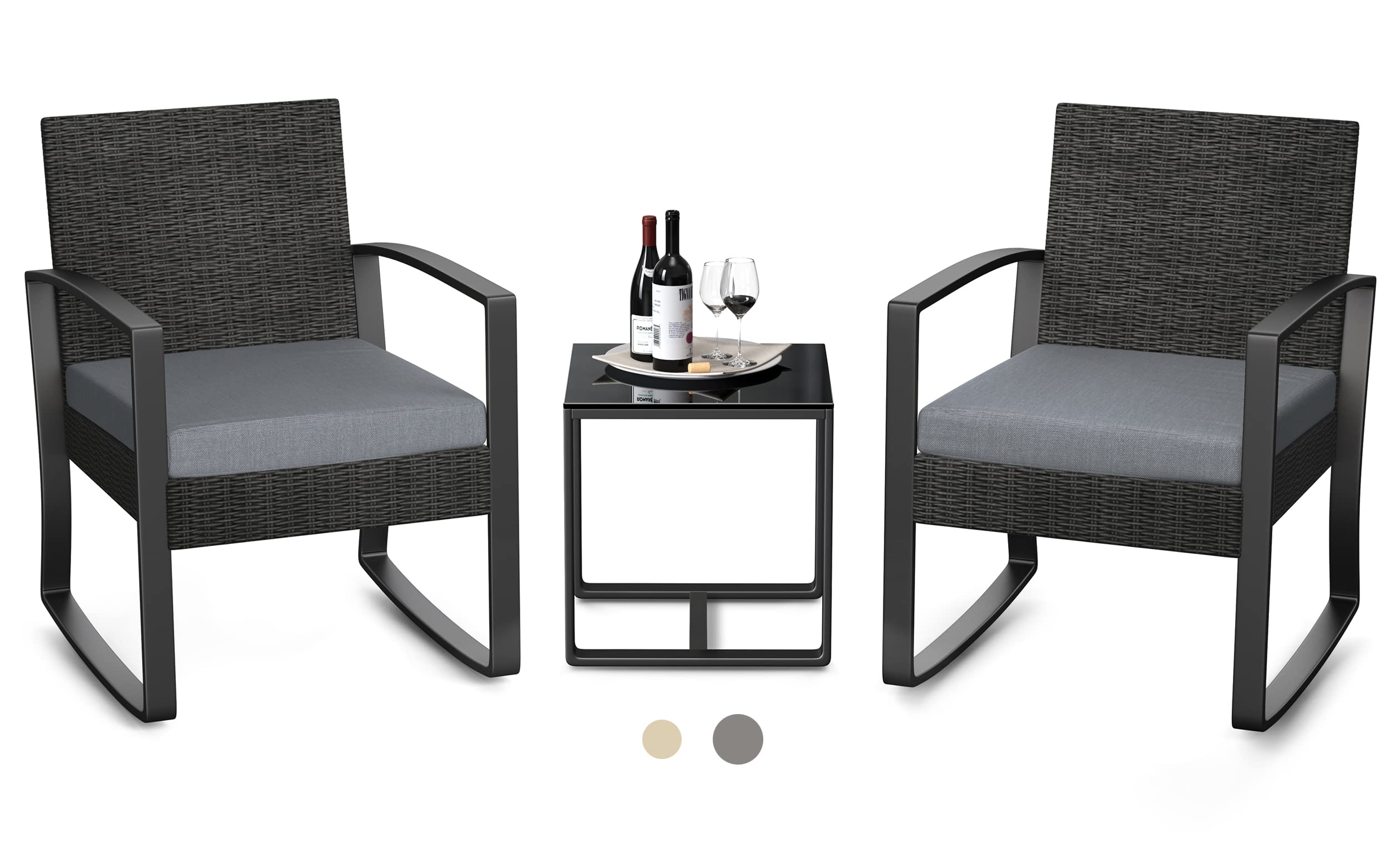 Buy AIHO Porch Furniture Sets with Cushion Outdoor Chair Set 3 Pieces