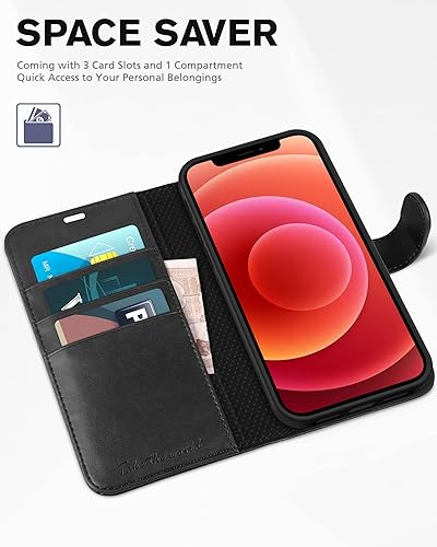 Miniatura 7 de TUCCH Funda tipo cartera para iPhone 12iPhone 12 Pro 5G, con bloqueo RFID y ranura para tarjetas funda interior de TPU a prueba de golpes piel
