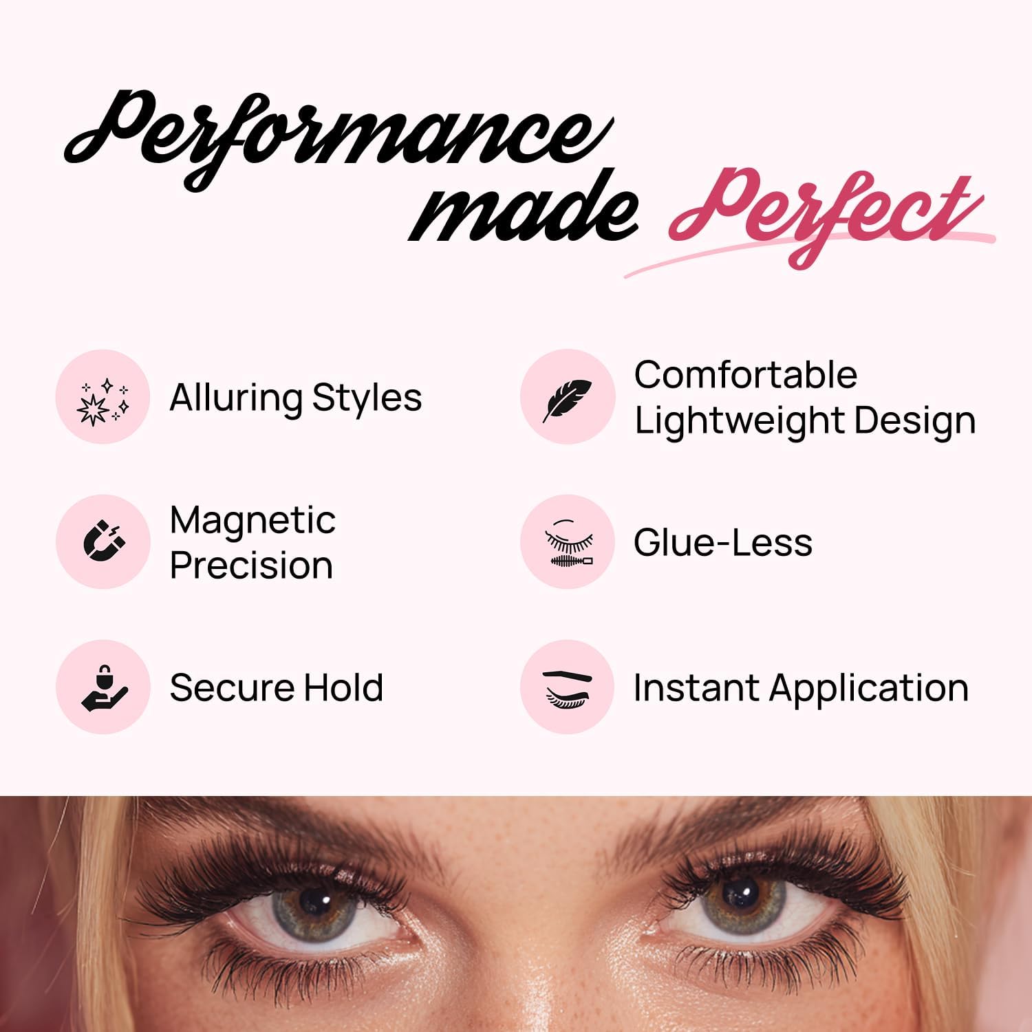 Full Out Glam Champion Charm Magnetic Lashes, Premium Reusable Magnetic Eyelashes, Refined Natural Look, No Glue Needed, Instant Application, Strong Performance Ready Hold, Contains One Set of Lashes