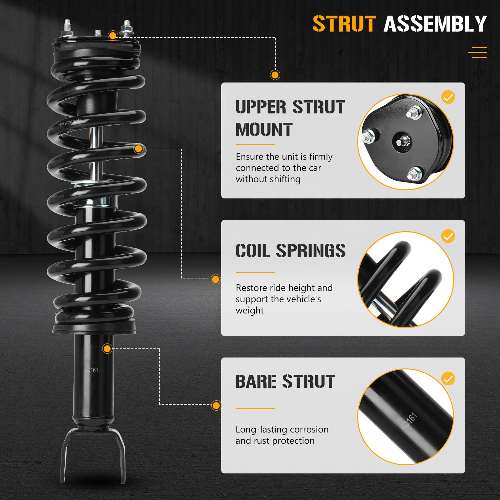 Detroit Axle - 4WD 5-Lug Struts Shocks Kit For 2006 2007 2008 Dodge Ram 1500 2 Front